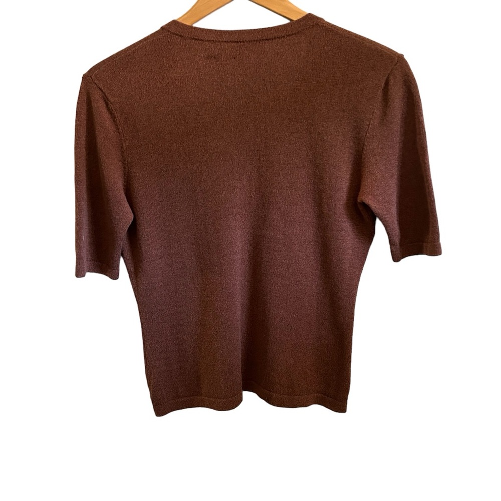 Vintage MAG (Magaschoni) Brown Cotton & Rayon Form Fitting Sweater Set Size M - Picture 8 of 9